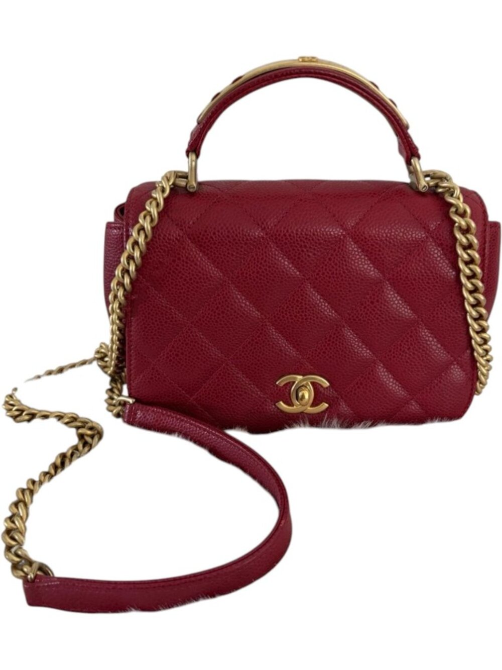 9292927CQ (S6) Chanel Crossbody Bag Red Caviar Skin